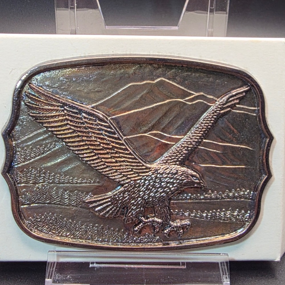 Eagle Belt Buckle Mens Silver Good Vintage‎ Mountain Scene 154881
